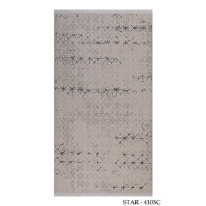 Modern Dekoratif Star Seri Krem Gri Dokuma Halı 80x300 cm