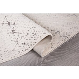 Modern Dekoratif Star Seri Krem Gri Dokuma Halı 80x300 cm
