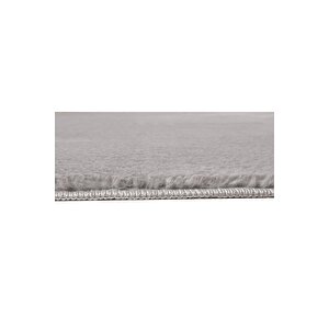 Modern Dekoratif Halı Jel Kaymaz Taban  Peluş Açık Gri Paspas Takımı 50x80