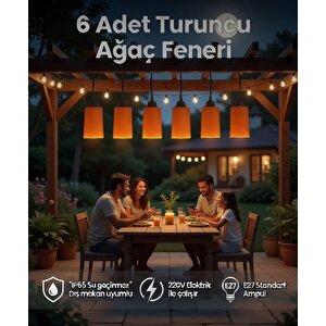 Neon Turuncu Ağaç Feneri 6 Adet