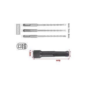 Kırıcı Delici Hilti Için Sds Plus Elmas Uçlu 4 Matkap Ucu Seti Sds Vidalama Bits Adaptör