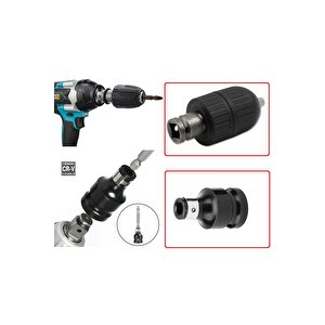 Somun Sökme Sıkma Makinesi Için 10mm Mandren Ve Bits Adaptör Seti 1/2 Hex (torklu Maki̇nalar İçi̇n)