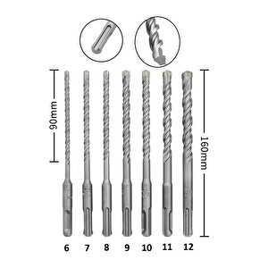 Sds Matkap Ucu Seti 6mm 7mm 8mm 9mm 10mm 11mm12mm 7li Kırıcı Delici Hilti Uç Seti