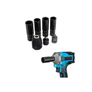 Somun Sökme Sıkma Torklu Makine Için 4lü Lokma Seti Mandren Ve Bits Adaptör 1/2 Bijon