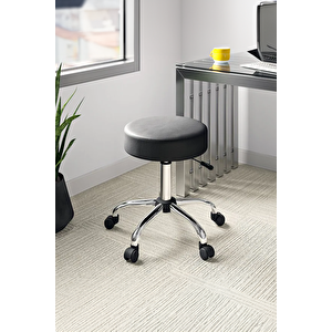 Depolife Ofis büro labratuvar Sandalyesi Ders Çalışma Koltuğu 360 Derece Döner tabure 43cm-53cm yükseklik ayarı Siyah