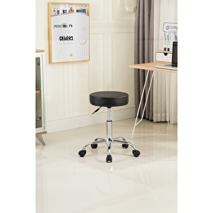 Ofis büro labratuvar Sandalyesi Ders Çalışma Koltuğu 360 Derece Döner tabure 43cm-53cm yükseklik ayarı Siyah