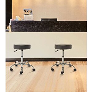 Depolife Ofis büro labratuvar Sandalyesi Ders Çalışma Koltuğu 360 Derece Döner tabure 43cm-53cm yükseklik ayarı Siyah