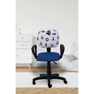 Çocuk Oyun Faaliyet Ofis Sandalyesi Koltuğu Mavi Arabalı