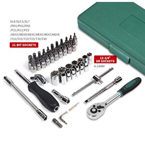 46 Parça Mini Lokma Takımı Otomatik Cırcırlı 1/4" Wrench Set Yüksek Kalite Kombinasyon Alet Seti