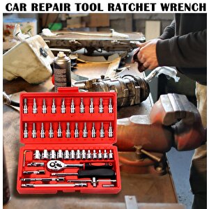46 Parça Mini Lokma Takımı Otomatik Cırcırlı 1/4" Wrench Set Yüksek Kalite Kombinasyon Alet Seti
