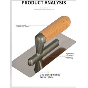 Alçı Kaleterasit Malası Ahşap Saplı Çelik Sıyırma Düzeltme Temizleme Sıvacı Harç Alçıpan Malası 24cm