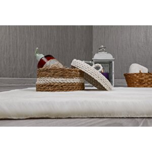 Dekoratif Tavşan Tüyü Ultra Yumuşak Peluş Yuvarlak Halı Krem