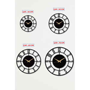 Daktilo Rakamlı Metal Siyah Duvar Saati - Ev / Ofis Saati - Hediye Saat - 60 X 60 Cm 60x60 cm