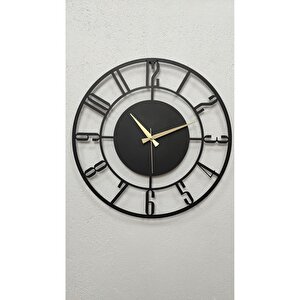 Daktilo Rakamlı Metal Siyah Duvar Saati - Ev / Ofis Saati - Hediye Saat - 60 X 60 Cm