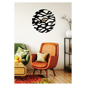 Waves / Dalgalar Metal Siyah Duvar Saati - Ev / Ofis Saati - Hediye Saat - 50 X 50 Cm