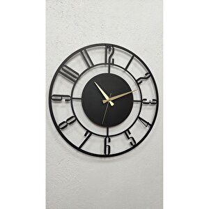 Daktilo Rakamlı Metal Siyah Duvar Saati - Ev / Ofis Saati - Hediye Saat - 50 X 50 Cm