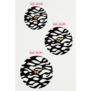 Waves / Dalgalar Metal Siyah Duvar Saati - Ev / Ofis Saati - Hediye Saat - 60 X 60 Cm 60x60 cm