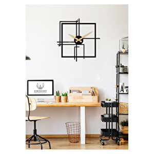 Kare Querencia Metal Siyah Duvar Saati - Ev / Ofis Saati - Hediye Saat 80 X 80 Cm