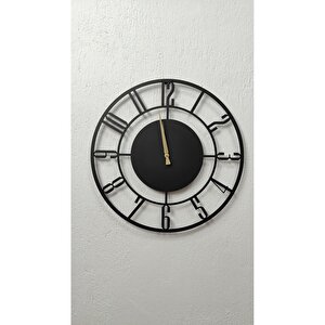 Daktilo Rakamlı Metal Siyah Duvar Saati - Ev / Ofis Saati - Hediye Saat - 40 X 40 Cm