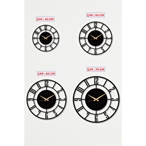 Daktilo Rakamlı Metal Siyah Duvar Saati - Ev / Ofis Saati - Hediye Saat - 70 X 70 Cm 70x70 cm