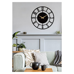 Daktilo Rakamlı Metal Siyah Duvar Saati - Ev / Ofis Saati - Hediye Saat - 70 X 70 Cm
