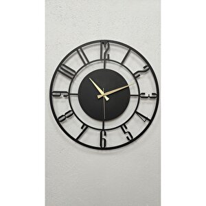 Daktilo Rakamlı Metal Siyah Duvar Saati - Ev / Ofis Saati - Hediye Saat - 70 X 70 Cm