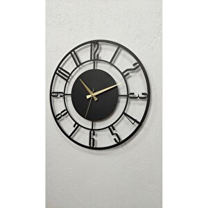 Daktilo Rakamlı Metal Siyah Duvar Saati - Ev / Ofis Saati - Hediye Saat - 70 X 70 Cm
