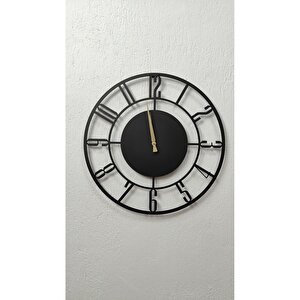 Daktilo Rakamlı Metal Siyah Duvar Saati - Ev / Ofis Saati - Hediye Saat - 70 X 70 Cm