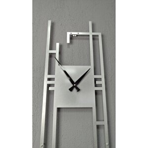 Carisma Metal Silver/gümüş Dikdörtgen Duvar Saati - Ev/ofis Saati - Hediye Saat-70 X 30 Cm