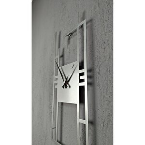 Carisma Metal Silver/gümüş Dikdörtgen Duvar Saati - Ev/ofis Saati -hediye Saat-100 X 43 Cm
