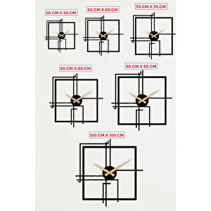 Kare Querencia Metal Siyah Duvar Saati - Ev / Ofis Saati - Hediye Saat 90 X 90 Cm 90x90 cm