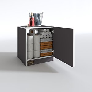 Kenzlife Kapaklı Mutfak Dolabı Melek29 Gri 039x029x29 Banyo Ofis Komodin (m)