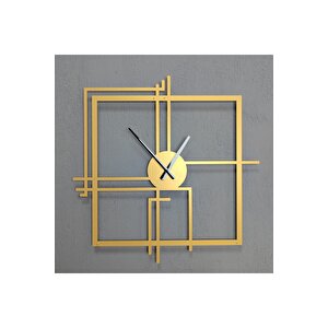 Kare Querencia Metal Gold / Altın Duvar Saati - Ev / Ofis Saati - Hediye Saat 80 X 80 Cm