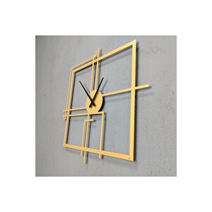 Kare Querencia Metal Gold / Altın Duvar Saati - Ev / Ofis Saati - Hediye Saat 80 X 80 Cm