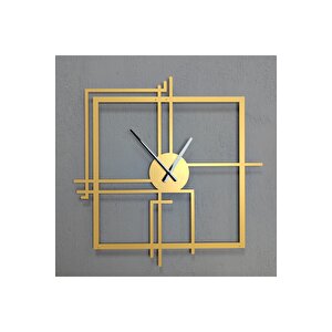 Kare Querencia Metal Siyah Gold / Altın Saati - Ev / Ofis Saati - Hediye Saat 60 X 60 Cm 60x60 cm