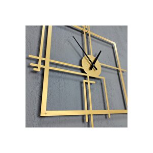 Kare Querencia Metal Siyah Gold / Altın Saati - Ev / Ofis Saati - Hediye Saat 60 X 60 Cm 60x60 cm
