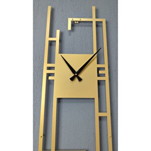 Carisma Metal Gold/altın Dikdörtgen Duvar Saati - Ev/ofis Saati - Hediye Saat - 70 X 30 Cm