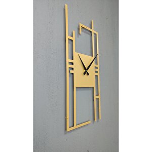 Carisma Metal Gold/altın Dikdörtgen Duvar Saati - Ev/ofis Saati - Hediye Saat - 70 X 30 Cm