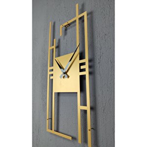 Carisma Metal Gold/altın Dikdörtgen Duvar Saati - Ev/ofis Saati - Hediye Saat - 50 X 22 Cm