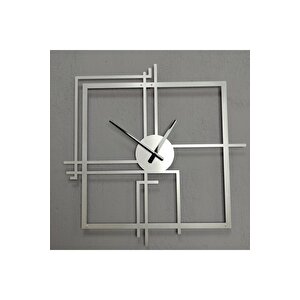 Kare Querencia Metal Gümüş / Silver Duvar Saati - Ev / Ofis Saati - Hediye Saat 70 X 70 Cm 70x70 cm