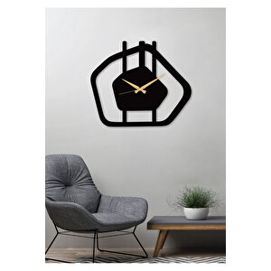 Gravel / Çakıl Taşı Metal Siyah Duvar Saati - Ev / Ofis Saati - Hediye Saat 60 X 51 Cm 60x50 cm