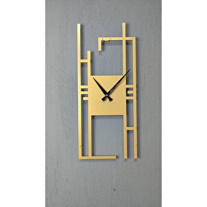 Carisma Metal Gold/altın Dikdörtgen Duvar Saati - Ev/ofis Saati - Hediye Saat -100 X 43 Cm