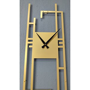 Carisma Metal Gold/altın Dikdörtgen Duvar Saati - Ev/ofis Saati - Hediye Saat -100 X 43 Cm