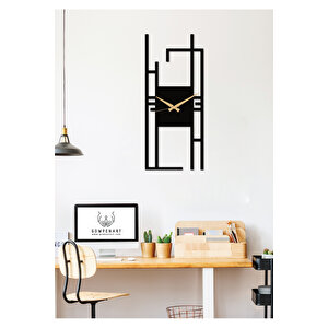 Carisma Metal Siyah Dikdörtgen Duvar Saati - Ev / Ofis Saati - Hediye Saat - 60 X 26 Cm 60x25 cm