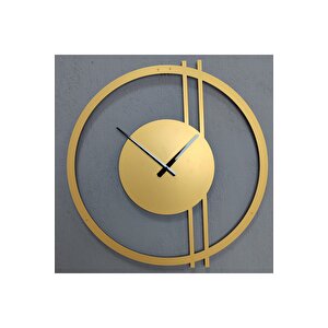 Double Line Metal Gold / Altın Duvar Saati - Ev / Ofis Saati - Hediye Saat - 100 X 97 Cm 100x100 cm