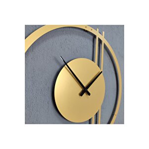 Double Line Metal Gold / Altın Duvar Saati - Ev / Ofis Saati - Hediye Saat - 100 X 97 Cm 100x100 cm