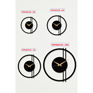 Double Line Metal Silver / Gümüş Duvar Saati - Ev / Ofis Saati - Hediye Saat - 60 X 58