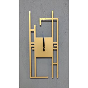 Carisma Metal Gold/altın Dikdörtgen Duvar Saati - Ev/ofis Saati - Hediye Saat - 80 X 34 Cm 80x35 cm