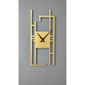 Carisma Metal Gold/altın Dikdörtgen Duvar Saati - Ev/ofis Saati - Hediye Saat - 80 X 34 Cm 80x35 cm