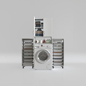 Çamaşır Makinesi Dolabı Avdotyasepetduble Byz 08 Li Banyo Arkalıksız Kurutma Bulaşık